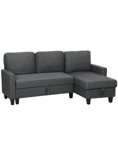 HOMCOM Three-Seater Storage Sofa Bed -  Charcoal Grey - pic 169809 | FastDaddyshop