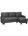 HOMCOM Three-Seater Storage Sofa Bed -  Charcoal Grey