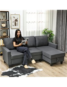 HOMCOM Three-Seater Storage Sofa Bed -  Charcoal Grey 2