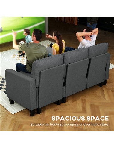 HOMCOM Three-Seater Storage Sofa Bed -  Charcoal Grey