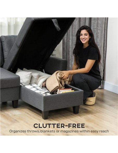 HOMCOM Three-Seater Storage Sofa Bed -  Charcoal Grey - pic 169814 | FastDaddyshop