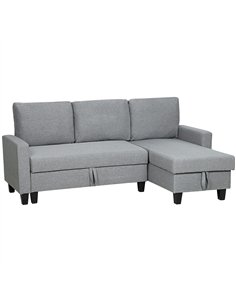 HOMCOM Three-Seater Storage Sofa Bed - Grey