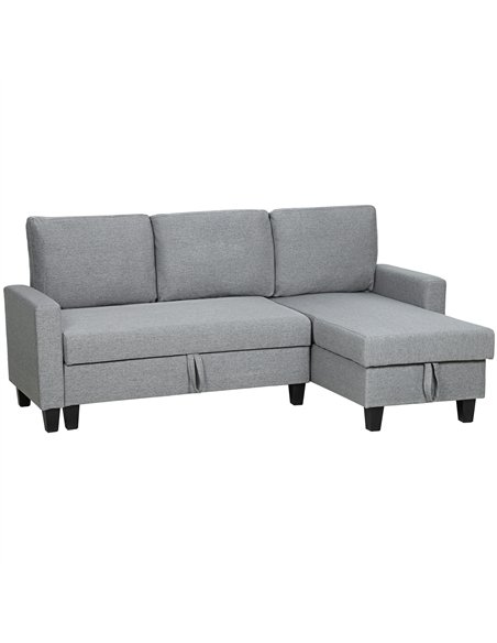 HOMCOM Three-Seater Storage Sofa Bed - Grey - pic 169818 | FastDaddyshop