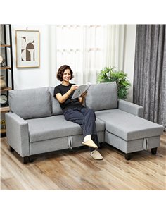 HOMCOM Three-Seater Storage Sofa Bed - Grey 2
