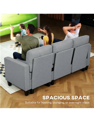 HOMCOM Three-Seater Storage Sofa Bed - Grey