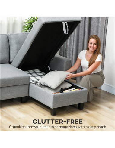 HOMCOM Three-Seater Storage Sofa Bed - Grey