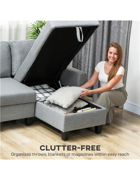 HOMCOM Three-Seater Storage Sofa Bed - Grey - pic 169823 | FastDaddyshop