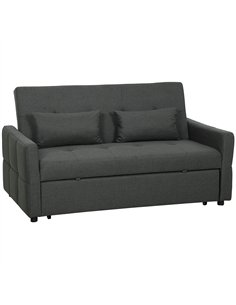 HOMCOM Three-Way Two-Seater Sofa Bed - Charcoal Grey