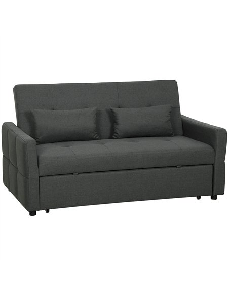 HOMCOM Three-Way Two-Seater Sofa Bed - Charcoal Grey - pic 169827 | FastDaddyshop