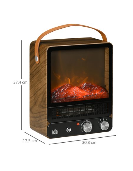 Homcom Tabletop Electric Fireplace with Handle, Realistic Flame Effect, Overheat Protection, 750W/1500W, Dark Walnut - pic 16983 | FastDaddyshop