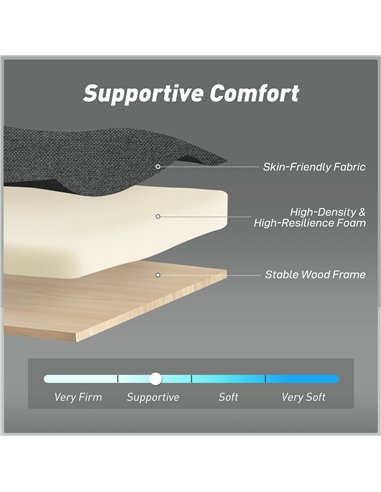 HOMCOM Three-Way Two-Seater Sofa Bed - Charcoal Grey