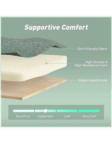 HOMCOM Three-Way Two-Seater Sofa Bed - Green