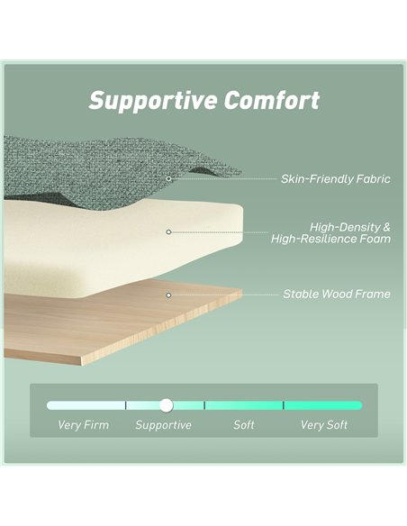 HOMCOM Three-Way Two-Seater Sofa Bed - Green - pic 169841 | FastDaddyshop