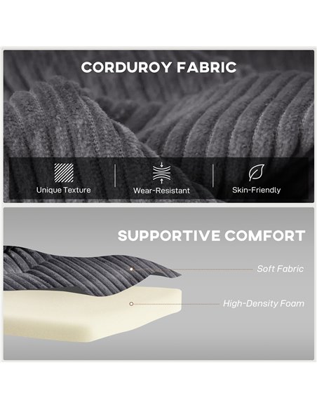HOMCOM 2 Seater Click Clack Sofa Bed with Pull Out Design, Corduroy Upholstery - Charcoal Grey - pic 169850 | FastDaddyshop