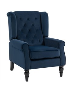 HOMCOM Wingback Accent Chair, Retro Upholstered Button Tufted Occasional Chair for Living Room and Bedroom, Dark Blue