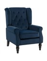 HOMCOM Wingback Accent Chair, Retro Upholstered Button Tufted Occasional Chair for Living Room and Bedroom, Dark Blue