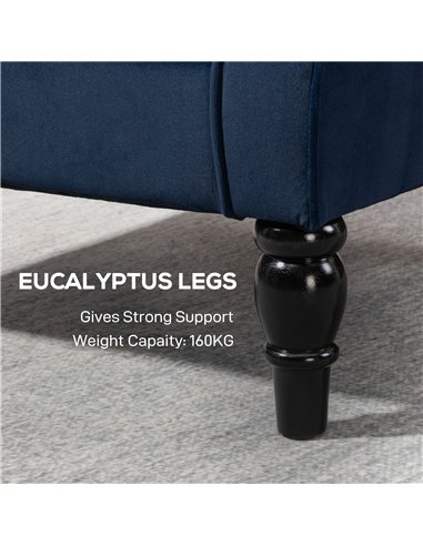 HOMCOM Wingback Accent Chair, Retro Upholstered Button Tufted Occasional Chair for Living Room and Bedroom, Dark Blue