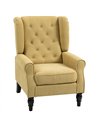 HOMCOM Wingback Accent Chair, Retro Upholstered Button Tufted Occasional Chair for Living Room and Bedroom, Yellow