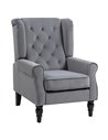 HOMCOM Wingback Accent Chair, Retro Upholstered Button Tufted Occasional Chair for Living Room and Bedroom, Light Grey