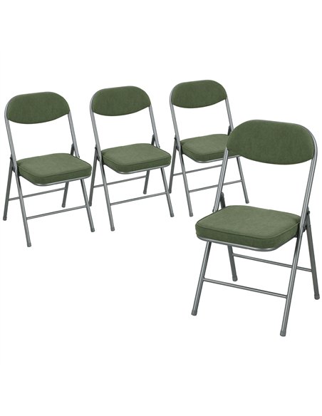 HOMCOM Set of Four Folding Corduroy Seat Chairs - Green - pic 169899 | FastDaddyshop