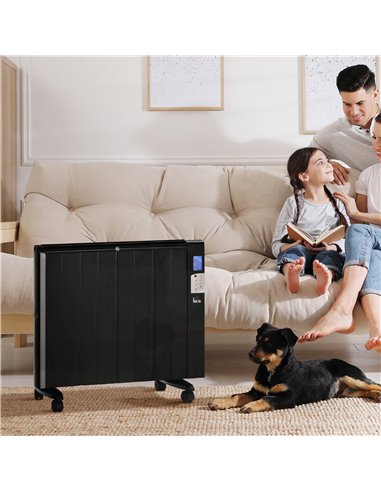 Homcom Freestanding or Wall-mounted Electric Heater with Window Opening Detection, Timer, Remote, Safety Cut-Off, Black