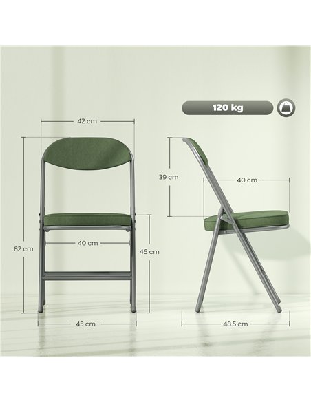 HOMCOM Set of Four Folding Corduroy Seat Chairs - Green - pic 169901 | FastDaddyshop