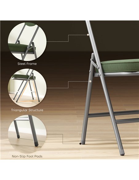 HOMCOM Set of Four Folding Corduroy Seat Chairs - Green - pic 169904 | FastDaddyshop