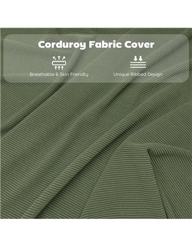 HOMCOM Set of Four Folding Corduroy Seat Chairs - Green