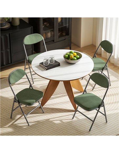 HOMCOM Set of Four Folding Corduroy Seat Chairs - Green - pic 169906 | FastDaddyshop