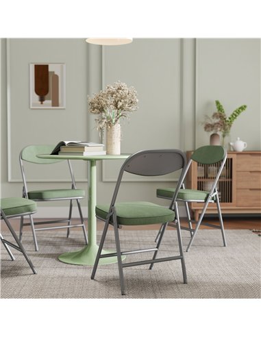 HOMCOM Set of Four Folding Corduroy Seat Chairs - Green