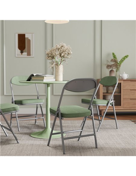 HOMCOM Set of Four Folding Corduroy Seat Chairs - Green - pic 169907 | FastDaddyshop