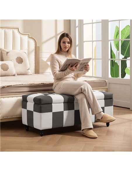 HOMCOM Storage Ottoman, Storage Bench with Wood Legs, Footstool, Footrest with Velvet Surface for Bedroom, Hallway, Living Room, - pic 169909 | FastDaddyshop