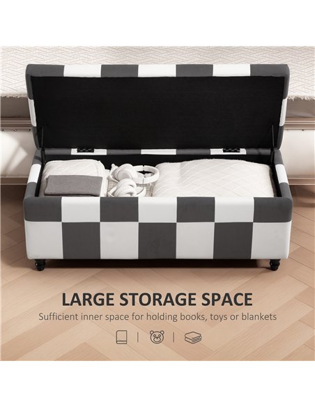 HOMCOM Storage Ottoman, Storage Bench with Wood Legs, Footstool, Footrest with Velvet Surface for Bedroom, Hallway, Living Room, - pic 169911 | FastDaddyshop