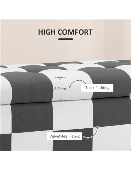 HOMCOM Storage Ottoman, Storage Bench with Wood Legs, Footstool, Footrest with Velvet Surface for Bedroom, Hallway, Living Room, - pic 169912 | FastDaddyshop