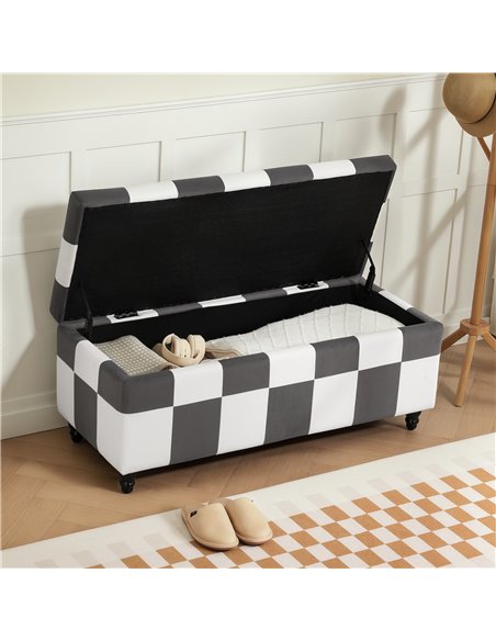 HOMCOM Storage Ottoman, Storage Bench with Wood Legs, Footstool, Footrest with Velvet Surface for Bedroom, Hallway, Living Room, - pic 169915 | FastDaddyshop