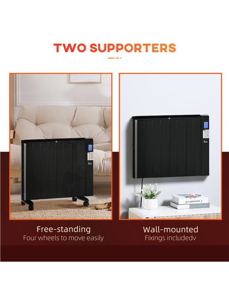Homcom Freestanding or Wall-mounted Electric Heater with Window Opening Detection, Timer, Remote, Safety Cut-Off, Black - pic 16992 | FastDaddyshop