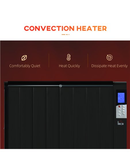 Homcom Freestanding or Wall-mounted Electric Heater with Window Opening Detection, Timer, Remote, Safety Cut-Off, Black - pic 16994 | FastDaddyshop