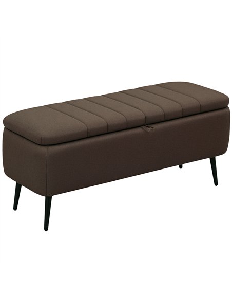 HOMCOM Linen-Look 92 x 31cm Storage Ottoman - Dark Brown - pic 169944 | FastDaddyshop