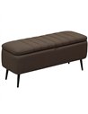 HOMCOM Linen-Look 92 x 31cm Storage Ottoman - Dark Brown