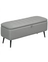 HOMCOM 92 x 31cm Linen-Look Storage Ottoman - Light Grey