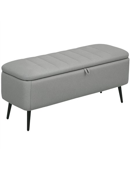 HOMCOM 92 x 31cm Linen-Look Storage Ottoman - Light Grey - pic 169961 | FastDaddyshop