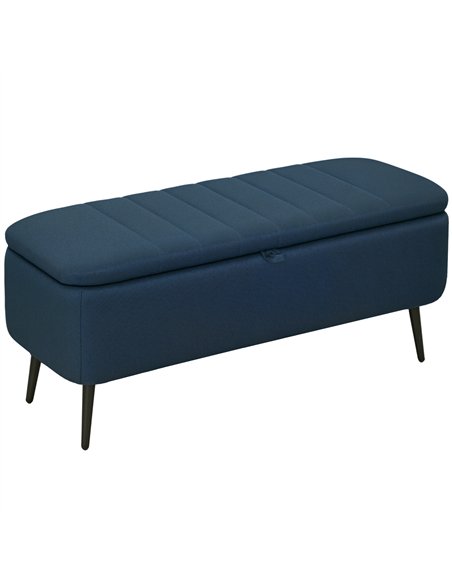 HOMCOM 92 x 31cm Linen-Look Storage Ottoman - Dark Blue - pic 169962 | FastDaddyshop
