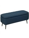 HOMCOM 92 x 31cm Linen-Look Storage Ottoman - Dark Blue