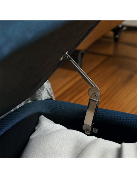 HOMCOM 92 x 31cm Linen-Look Storage Ottoman - Dark Blue - pic 169968 | FastDaddyshop