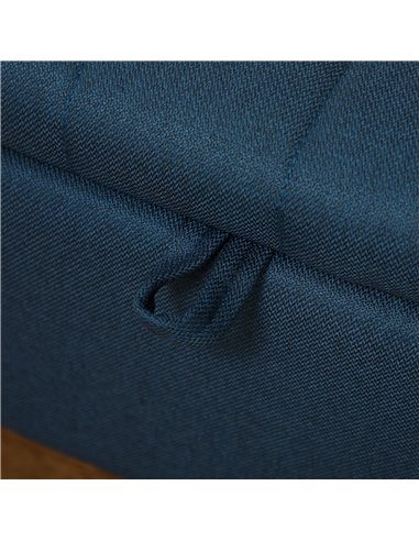 HOMCOM 92 x 31cm Linen-Look Storage Ottoman - Dark Blue