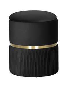 HOMCOM Velvet-Feel Storage Ottoman - Black