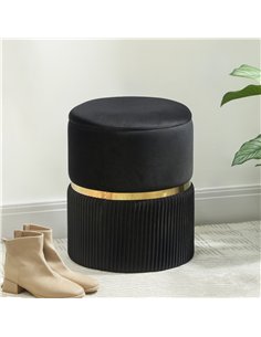HOMCOM Velvet-Feel Storage Ottoman - Black 2