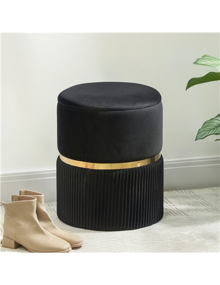 HOMCOM Velvet-Feel Storage Ottoman - Black - pic 169972 | FastDaddyshop