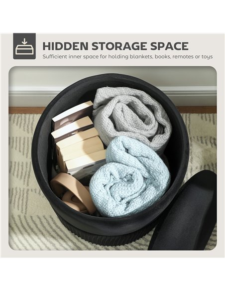HOMCOM Velvet-Feel Storage Ottoman - Black - pic 169974 | FastDaddyshop
