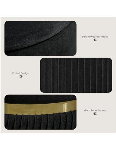 HOMCOM Velvet-Feel Storage Ottoman - Black